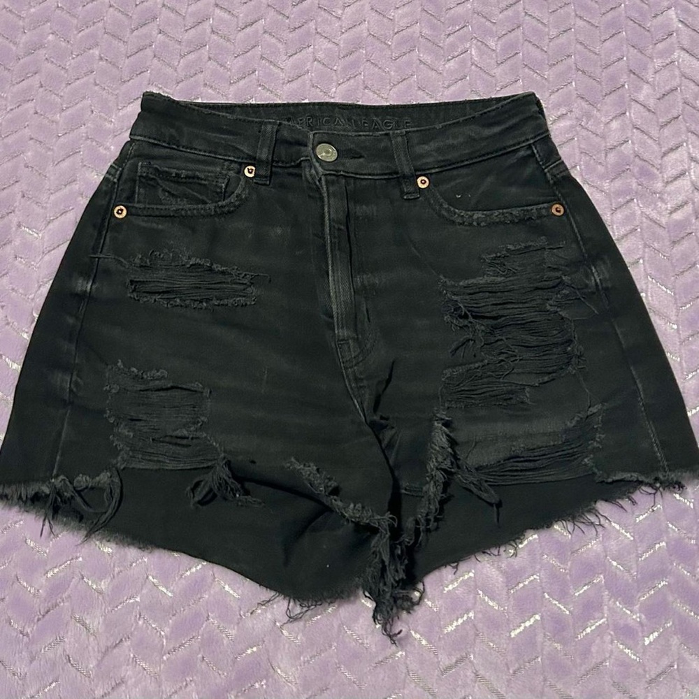 American Eagle Outfitters Black Distressed Jean Shorts